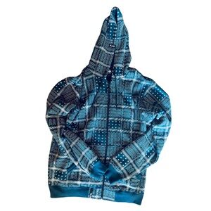 LRG Men’s Hoodie Blue Tribal Plaid Patterned - NWT